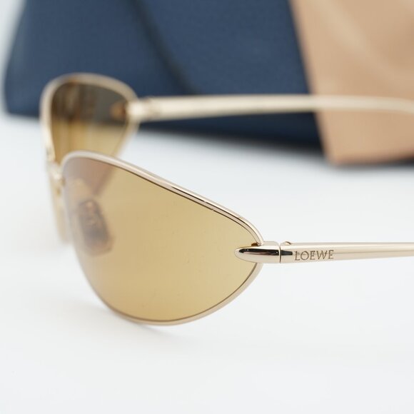 Loewe LW40164U 32E Oval Sunglasses – Shiny Gold\\Brown main image 5